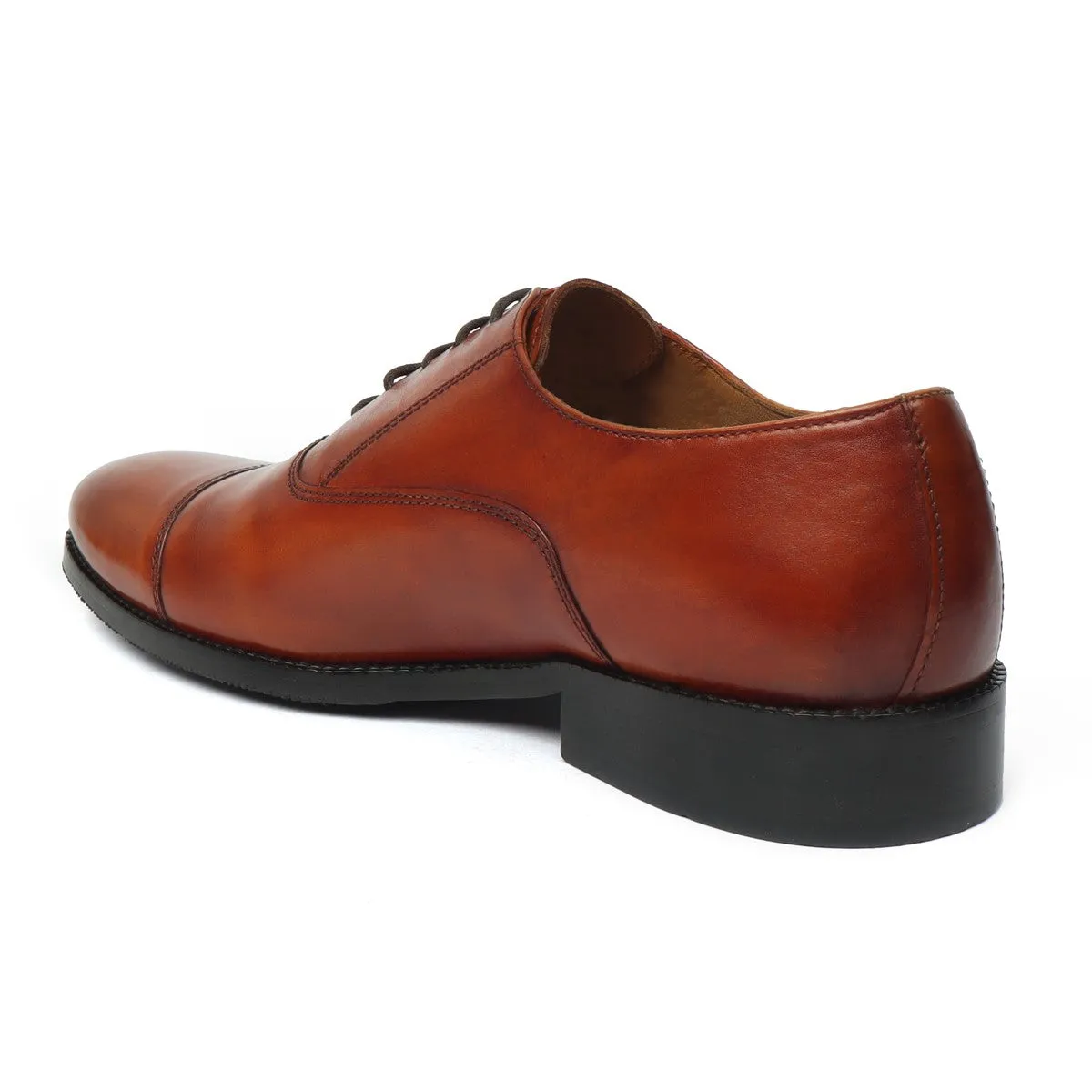 Orangish Cap Toe Leather Lace-Up Shoe