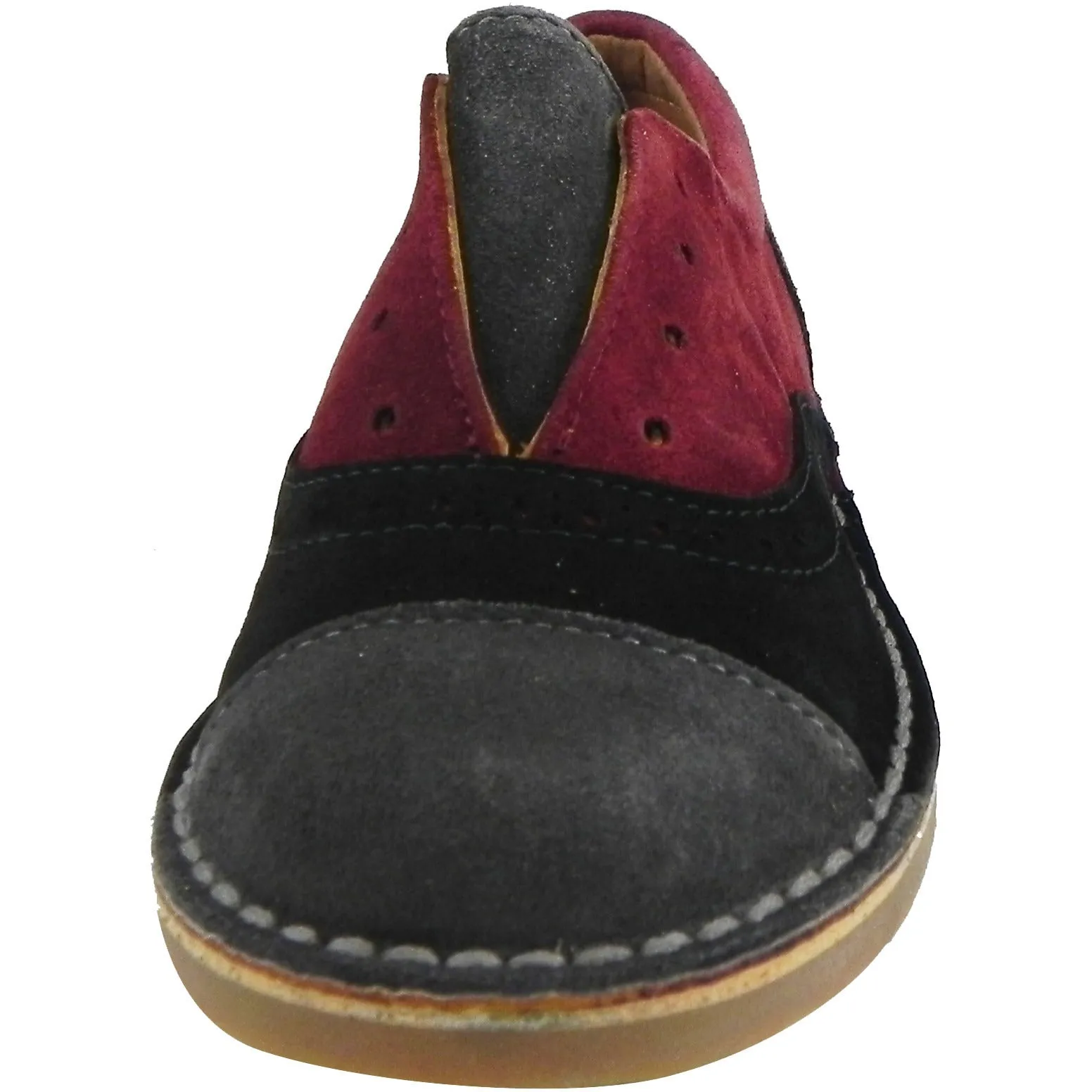 Papanatas by Eli Girl's and Boy's Suede Multicolor Oxford Slip On Shoes Black/Burgundy