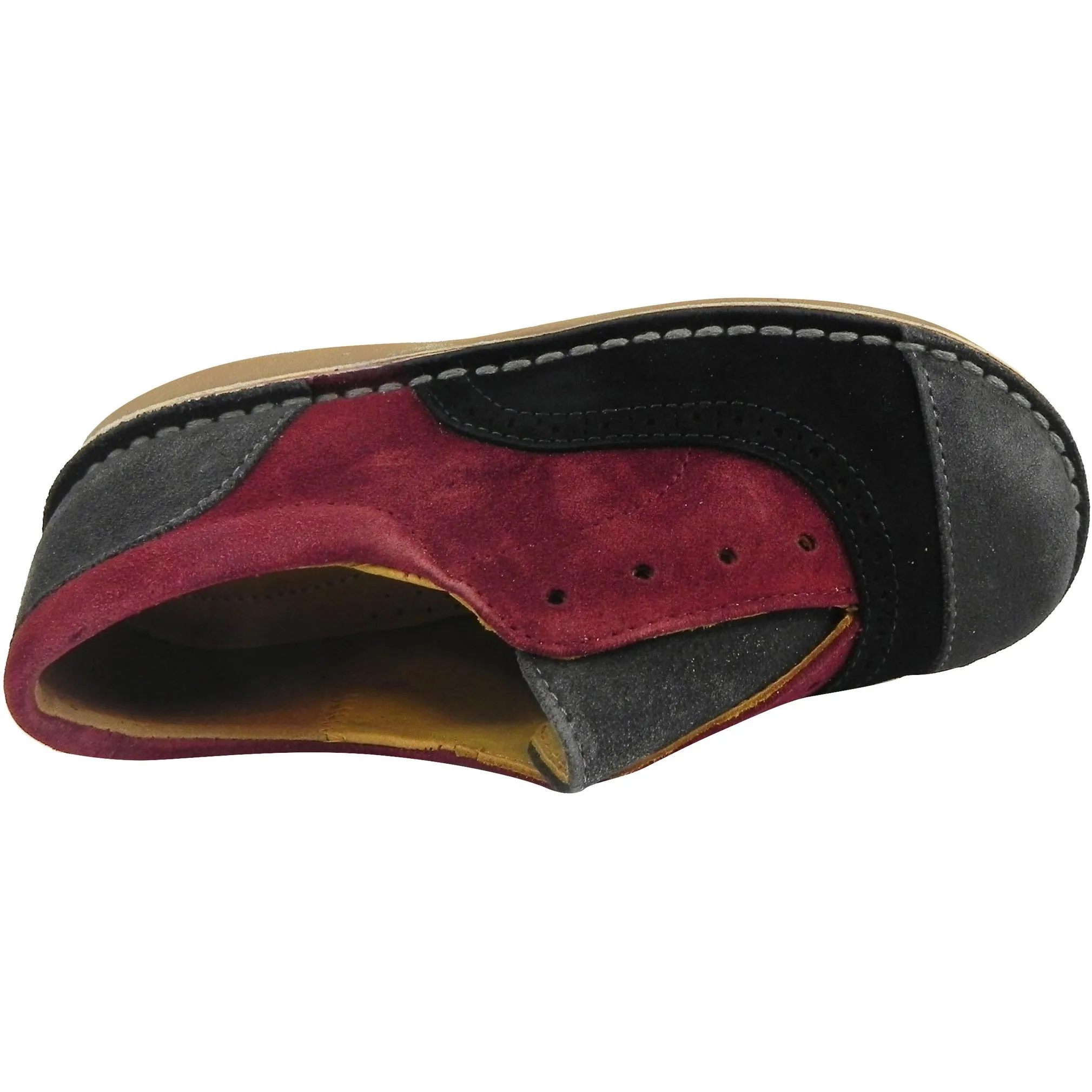 Papanatas by Eli Girl's and Boy's Suede Multicolor Oxford Slip On Shoes Black/Burgundy