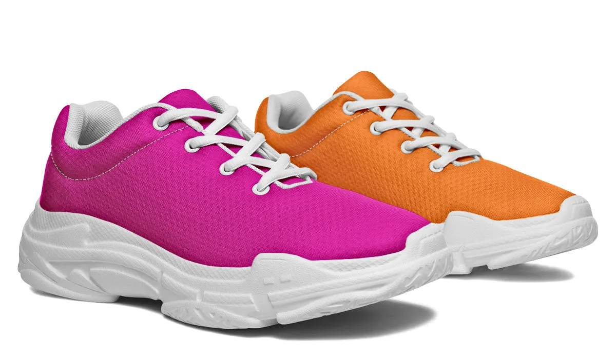 Pink And Orange Mismatch Chunky Sneakers