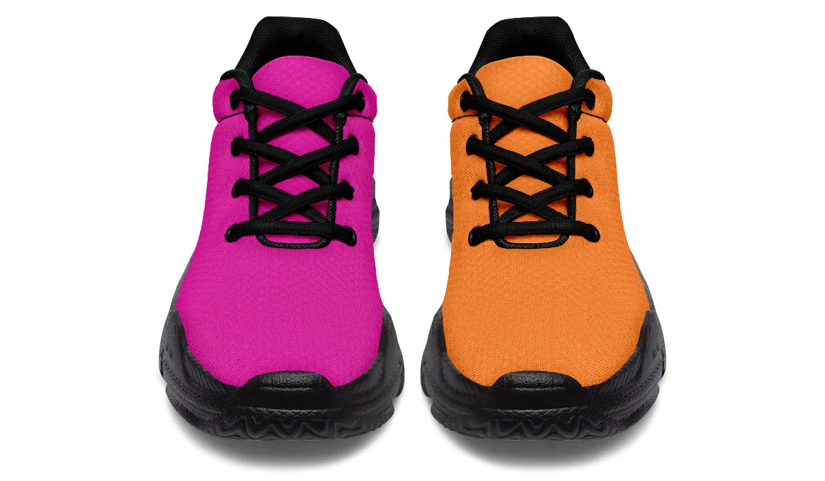 Pink And Orange Mismatch Chunky Sneakers