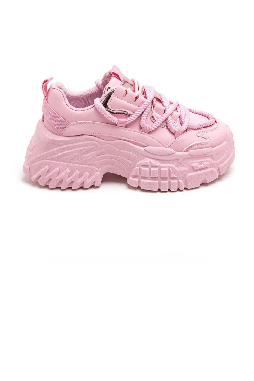 PINK CHUNKY PLATFORM LACE UP SNEAKERS TRAINERS