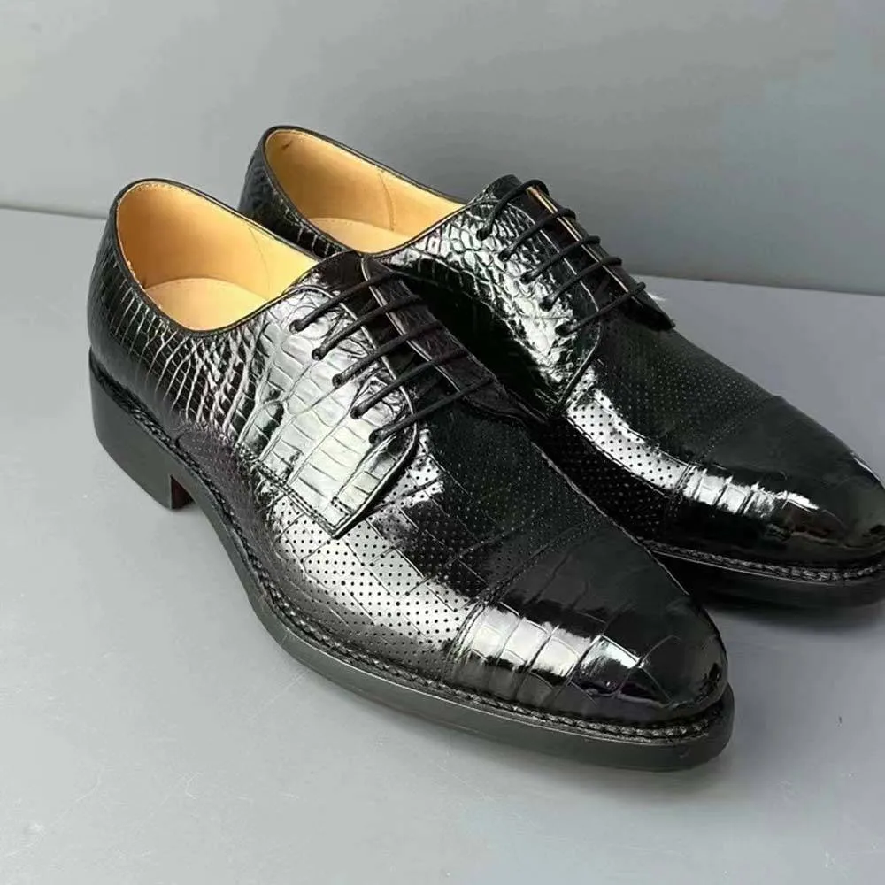 Preorder Crocodile Shoes Men Breathable Crocodile Leather Shoes Goodyear Formal Dress Shoes Male Office Party Wedding Shoes