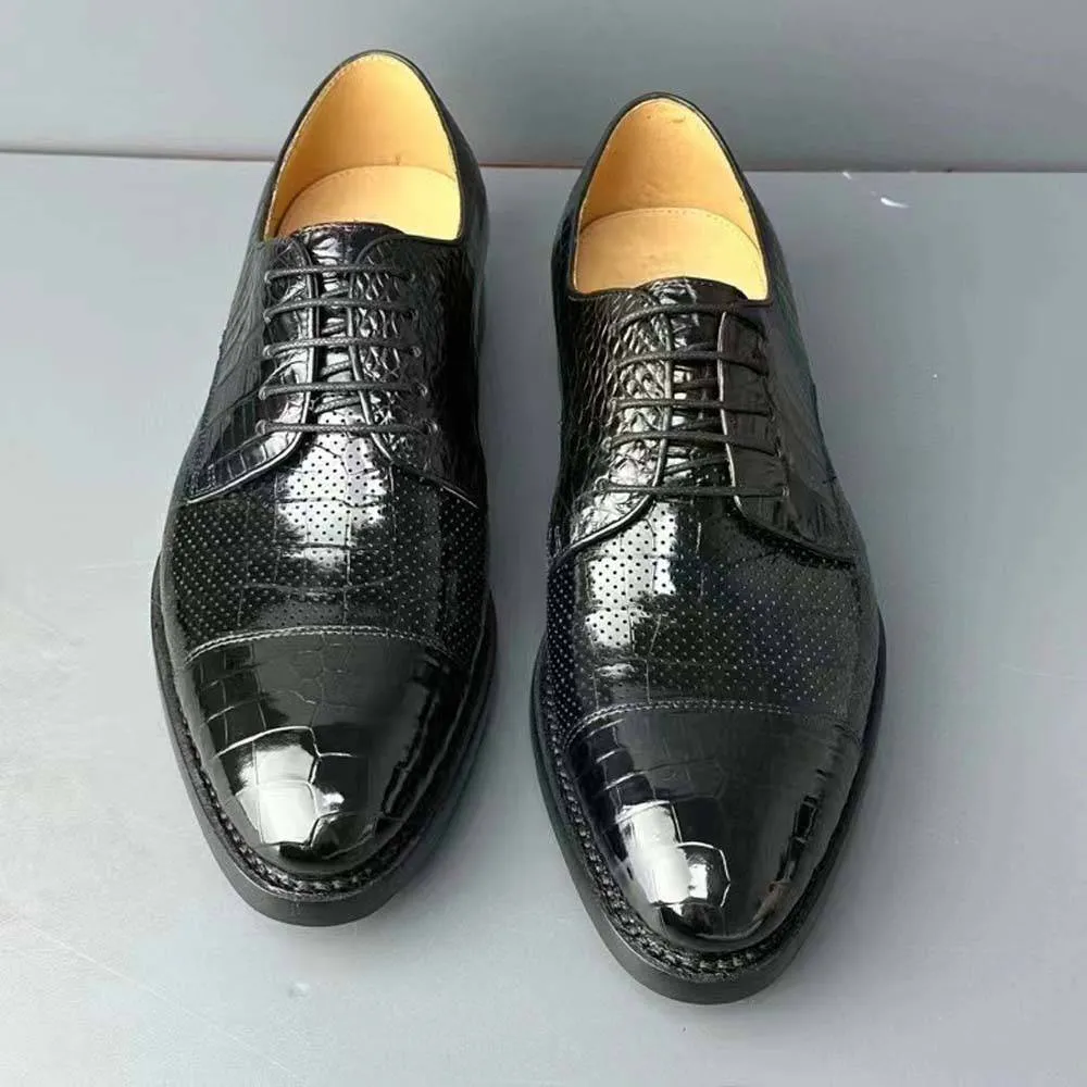 Preorder Crocodile Shoes Men Breathable Crocodile Leather Shoes Goodyear Formal Dress Shoes Male Office Party Wedding Shoes