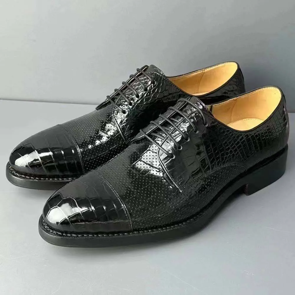 Preorder Crocodile Shoes Men Breathable Crocodile Leather Shoes Goodyear Formal Dress Shoes Male Office Party Wedding Shoes