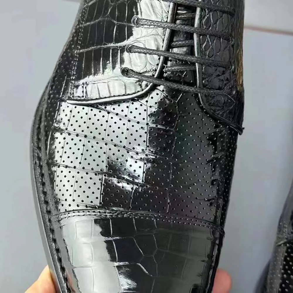 Preorder Crocodile Shoes Men Breathable Crocodile Leather Shoes Goodyear Formal Dress Shoes Male Office Party Wedding Shoes