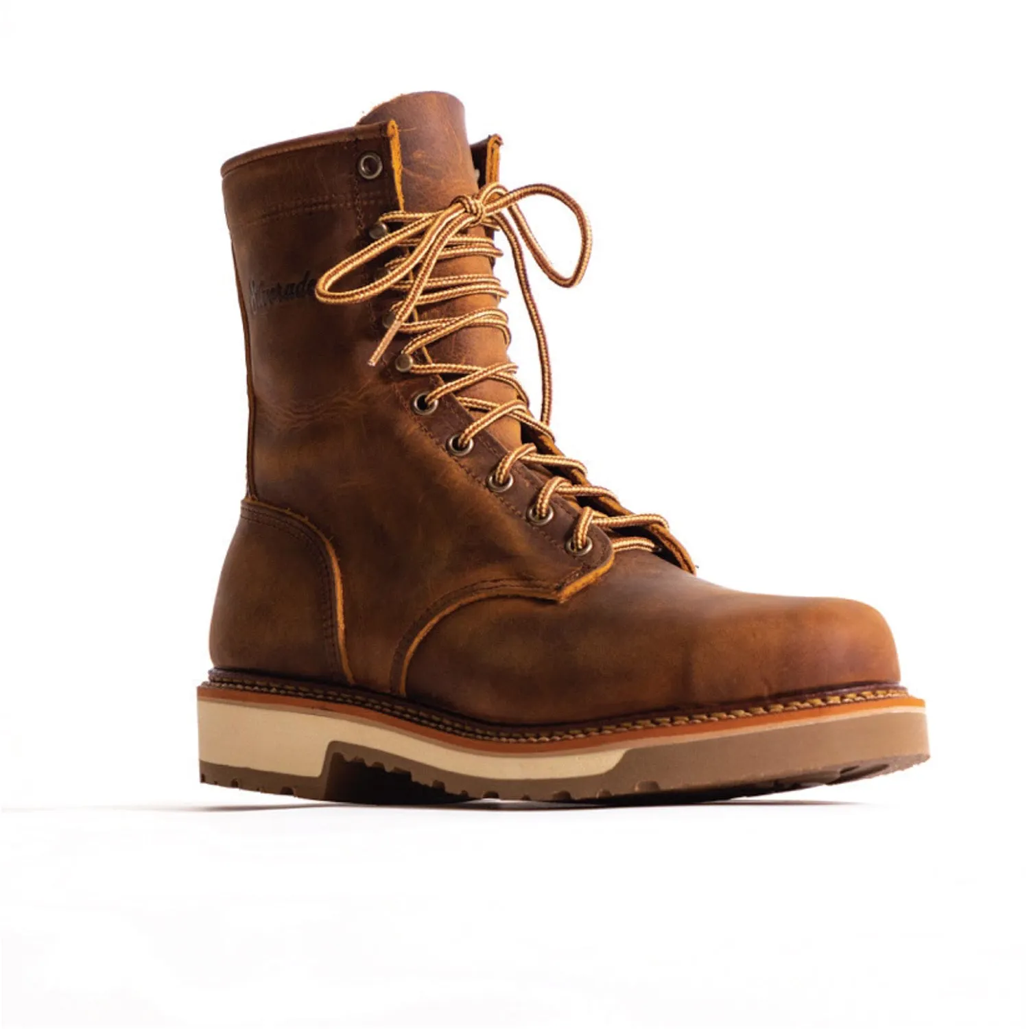 Silverado Mens 8in Lumberjack Shipyard Oil Tan Leather Work Boots