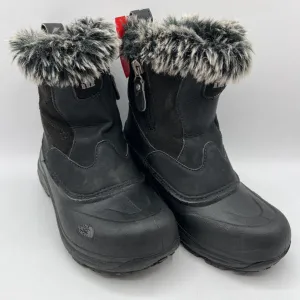 Size 1Y: The North Face Insulated Faux Fur Zipper Snow Boots