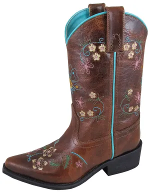 Smoky Mountain Childrens Girls Florence Brown Leather Cowboy Boots