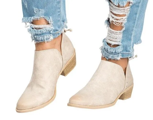 Spring Autumn Women Butterfly-knot Chelsea Boots Slip-On Med High Heels Pointed Toe Shoes Woman