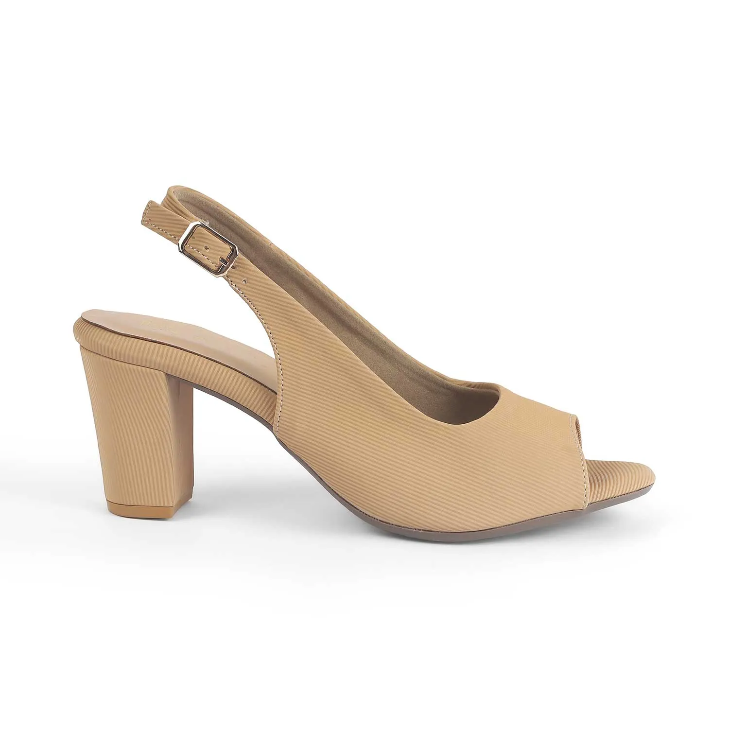 Tresmode Eslip Beige Women's Dress Block Heel Slingback Sandals