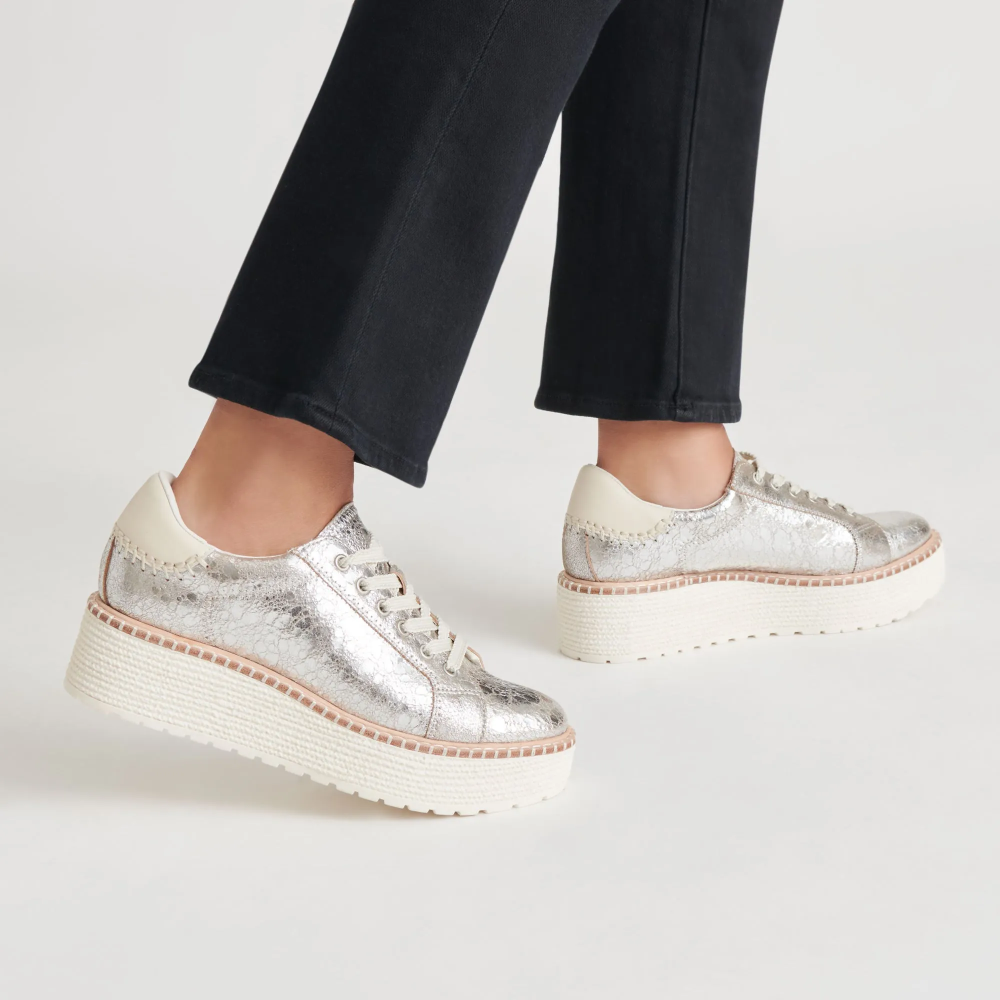 TWAIN SNEAKERS SILVER CRACKLED LEATHER