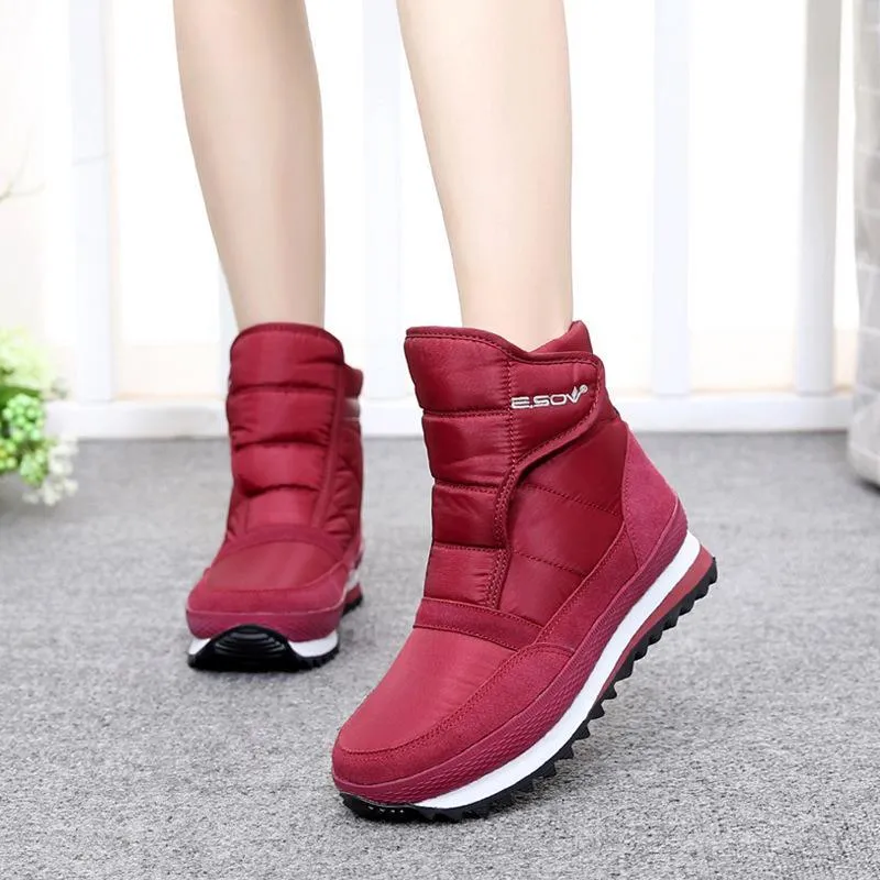 Waterproof fur lining platform boots winter snow boots for women