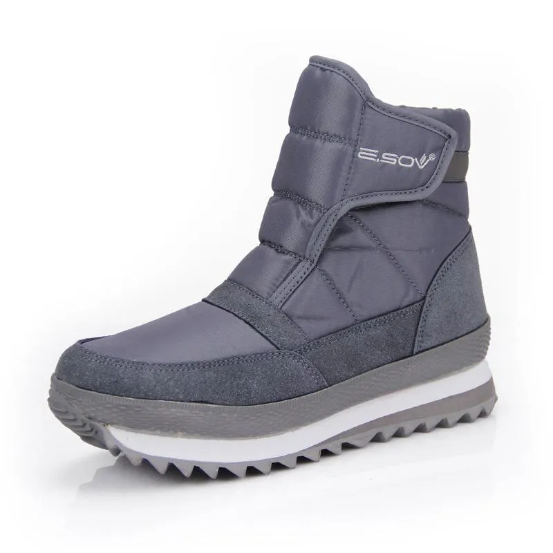 Waterproof fur lining platform boots winter snow boots for women