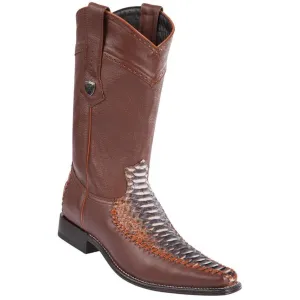 Wild West Boots #278T5788 Men's | Color Rustric Cognac | Men’s Wild West Python Boots Square Toe Handcrafted