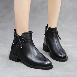 Winter Fashion Layer Thick Leather Women's Short Boots | Gift Shoes