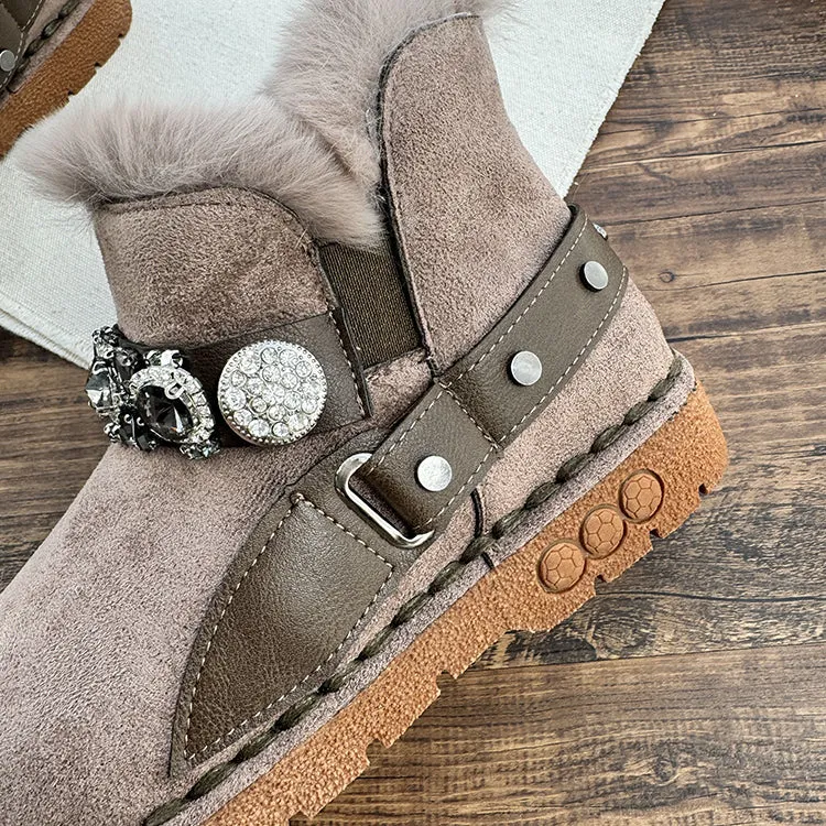 Women Casual Fashion Furred Flat Snow Boots