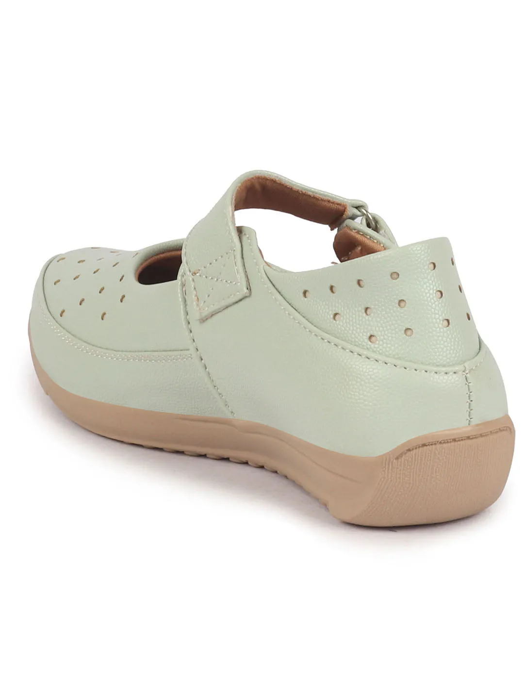 Women Pista Green Adjustable Strap Hook and Loop Round Toe Slip On Shoes|Casual Shoe|Office Shoe|Comfortable Shoe