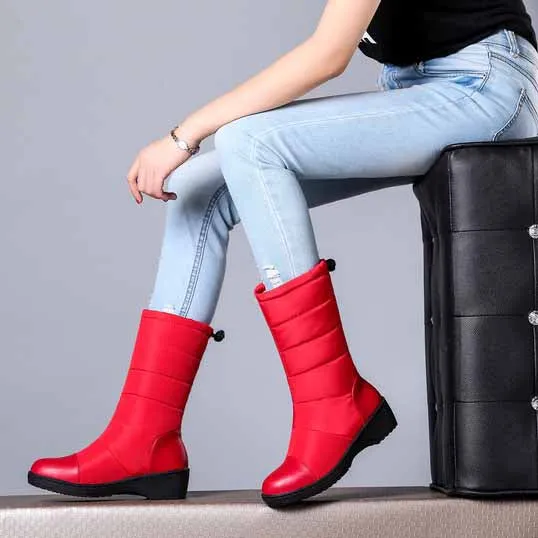 Women Winter Snow Boots Warm Mid-calf Boots Anti-Slip Waterproof Winter Booties