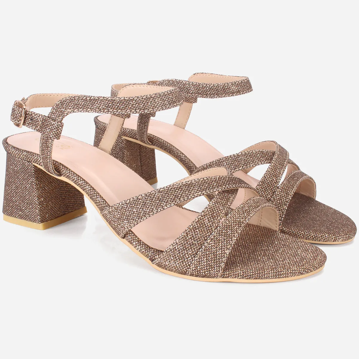 Womens "SAVON" Crossover Strap Block Heeled Sandals