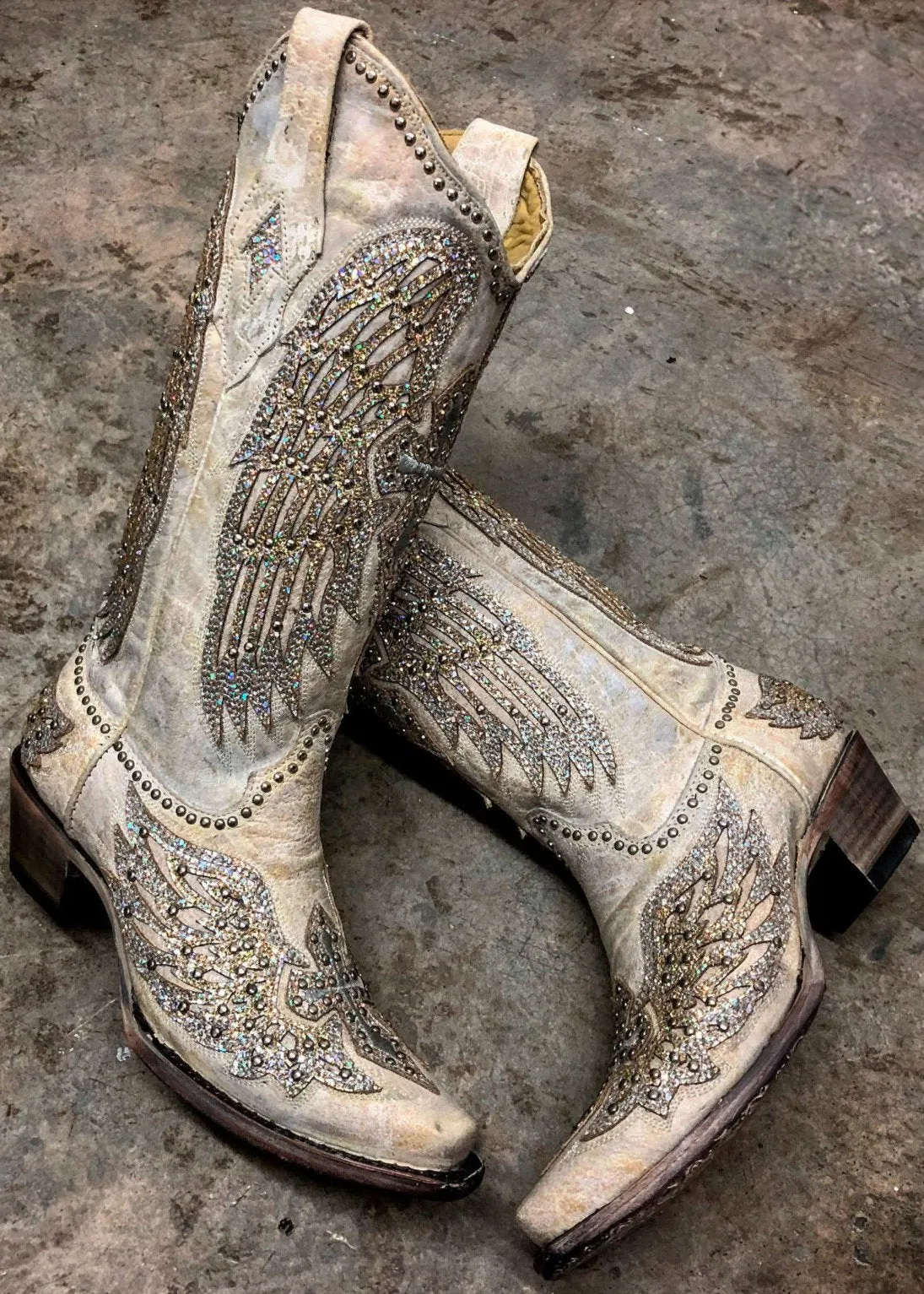 Women's Wing & Cross Studded Wedding Boots