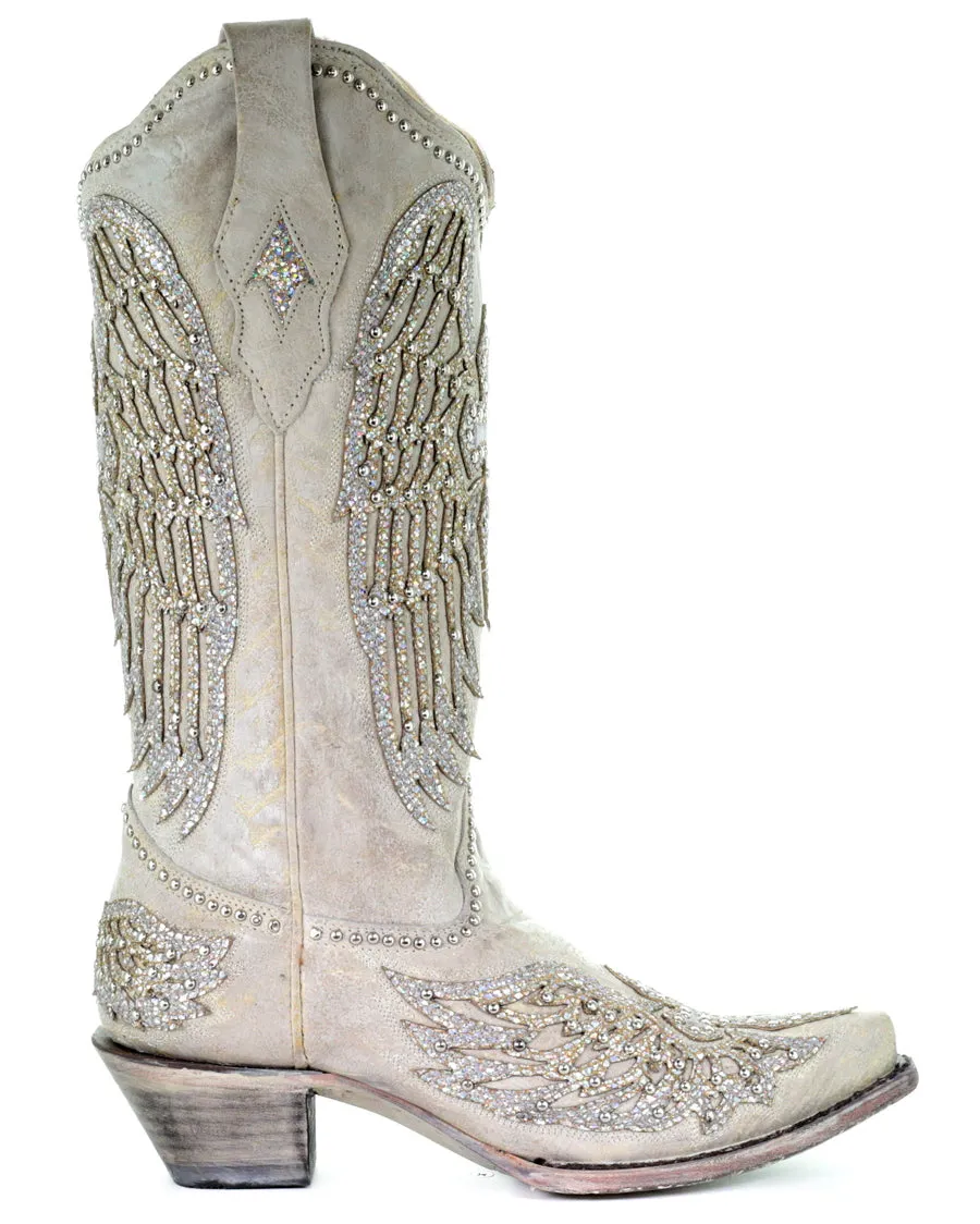 Women's Wing & Cross Studded Wedding Boots