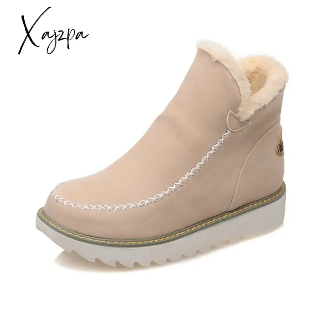 Xajzpa - Fur Lining Ankle Snow Boots